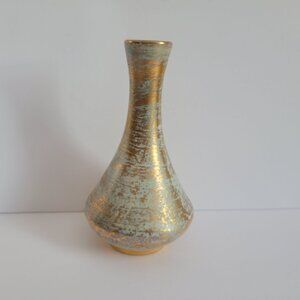 Stangl Vintage Gold & Mint Green Ceramic Vase Handcrafted  8.5" Tall